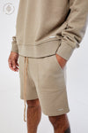 SUSTAINABLE LOUNGEWEAR  BOXY DROP CROTCH SHORT - LIGHT KHAKI