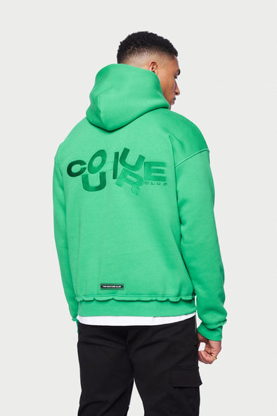 JUMBLED LOGO RELAXED HOODIE - GREEN