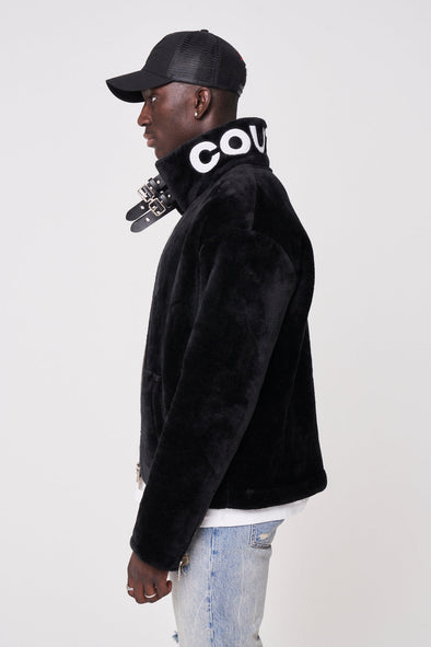 FUR APPLIQUE SIGNATURE AVIATOR - BLACK