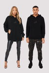 PREMIUM ESSENTIALS KNITTED RELAXED HOODIE - BLACK