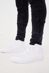 ZIP DETAIL BIKER PANEL DENIM JEANS - BLACK