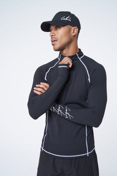 ACTIVE 1/2 ZIP LONG SLEEVE TRAINING T-SHIRT IN BLACK