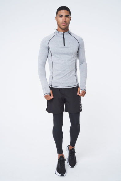 ACTIVE 1/2 ZIP LONG SLEEVE TRAINING T-SHIRT IN GREY