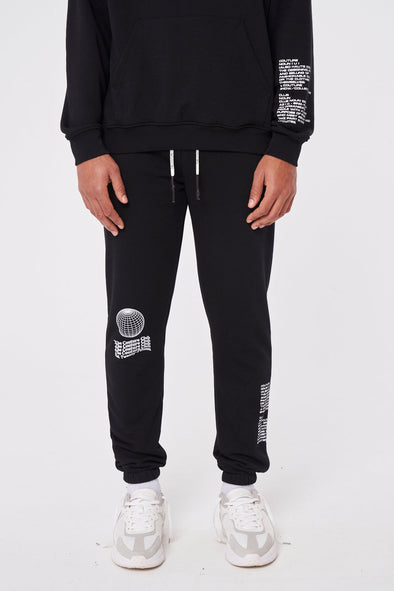 WORLDWIDE GRAPHIC RELAXED FIT JOGGERS - BLACK