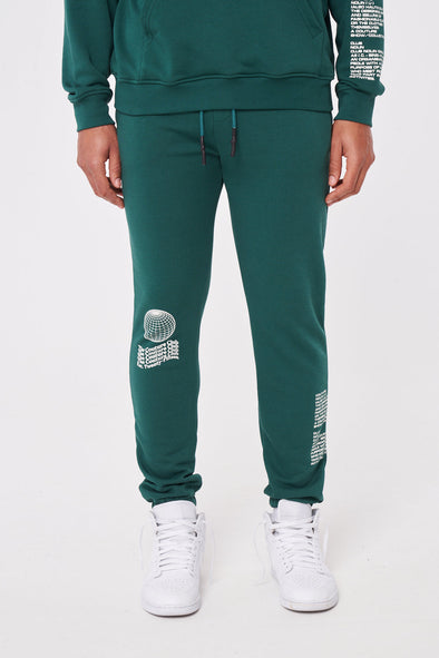 WORLDWIDE GRAPHIC RELAXED FIT JOGGERS - GREEN