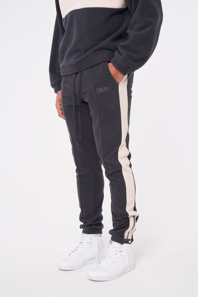 POLAR FLEECE STRIPE SIDE JOGGERS - CHARCOAL