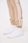 POLAR FLEECE STRIPE SIDE JOGGERS - BEIGE