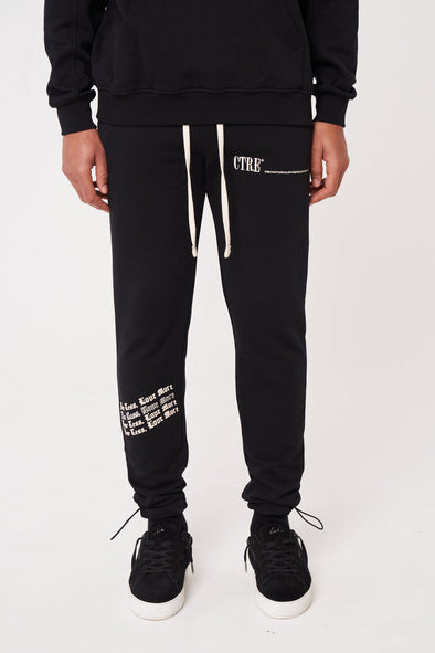 WAVE GRAPHIC APPLIQUE JOGGERS - BLACK