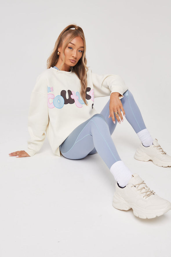 HIGH SHINE PANELLED SUPPORT LEGGINGS - BLUE