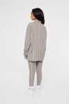 OVERLOCK WAFFLE LABEL DETAIL LEGGINGS - GREY