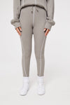 OVERLOCK WAFFLE LABEL DETAIL LEGGINGS - GREY