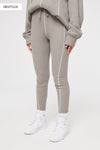 OVERLOCK WAFFLE LABEL DETAIL LEGGINGS - GREY