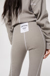 OVERLOCK WAFFLE LABEL DETAIL LEGGINGS - GREY