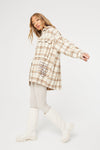 BRUSHED CHECK OVERSIZED SHACKET - WHITE