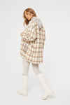BRUSHED CHECK OVERSIZED SHACKET - WHITE