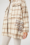 BRUSHED CHECK OVERSIZED SHACKET - WHITE