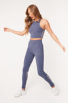 OVERLOCK MESH PANELLED RACER BACK TOP - NAVY